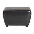Baxton Studio Black Full Leather Ottoman with Rounded Sides