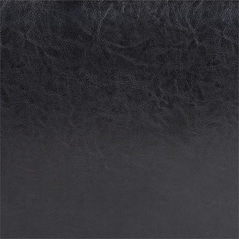 Baxton Studio Black Full Leather Ottoman with Rounded Sides