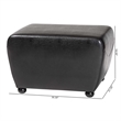 Baxton Studio Black Full Leather Ottoman with Rounded Sides