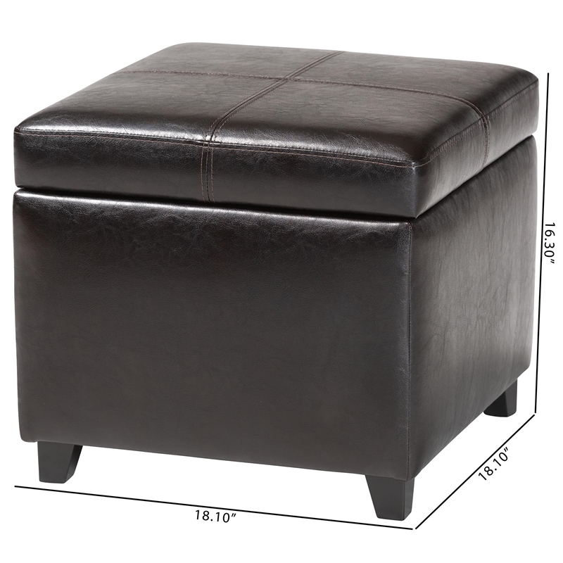 Storage Cube Ottoman in Dark Brown