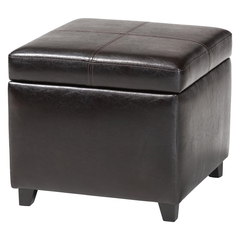 Storage Cube Ottoman in Dark Brown