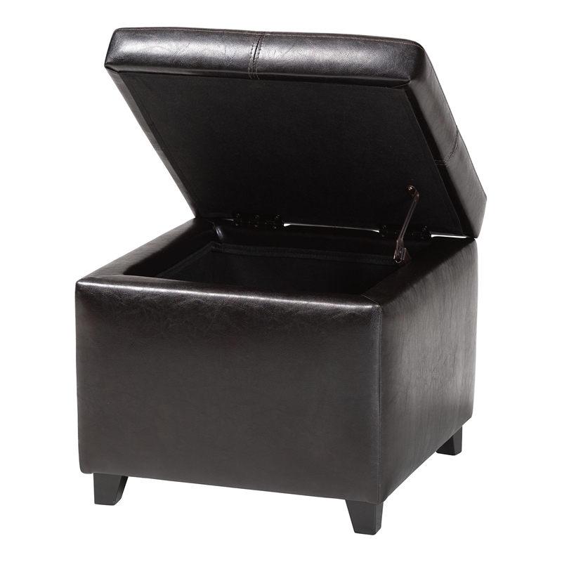 Storage Cube Ottoman in Dark Brown