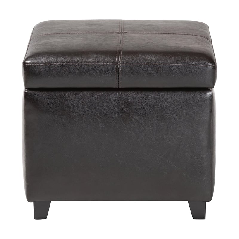 Storage Cube Ottoman in Dark Brown