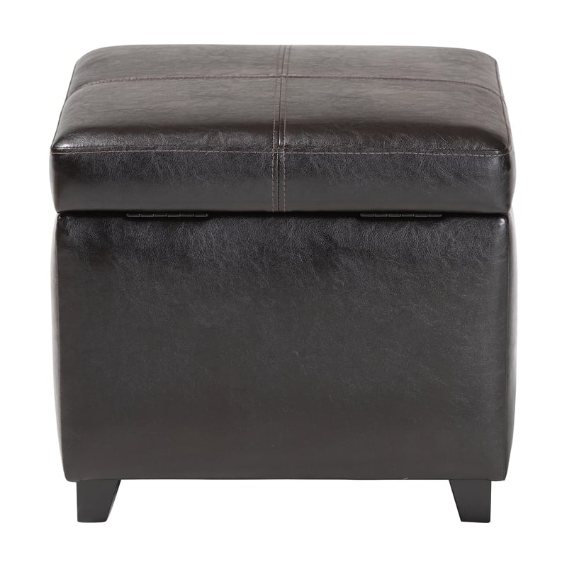 Storage Cube Ottoman in Dark Brown