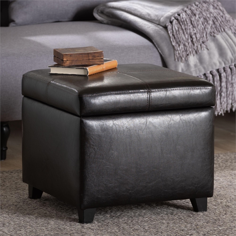Storage Cube Ottoman in Dark Brown