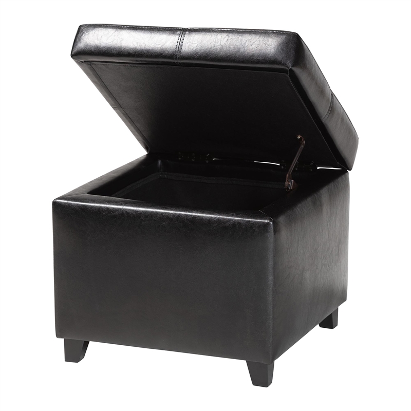 Storage Cube Ottoman in Black