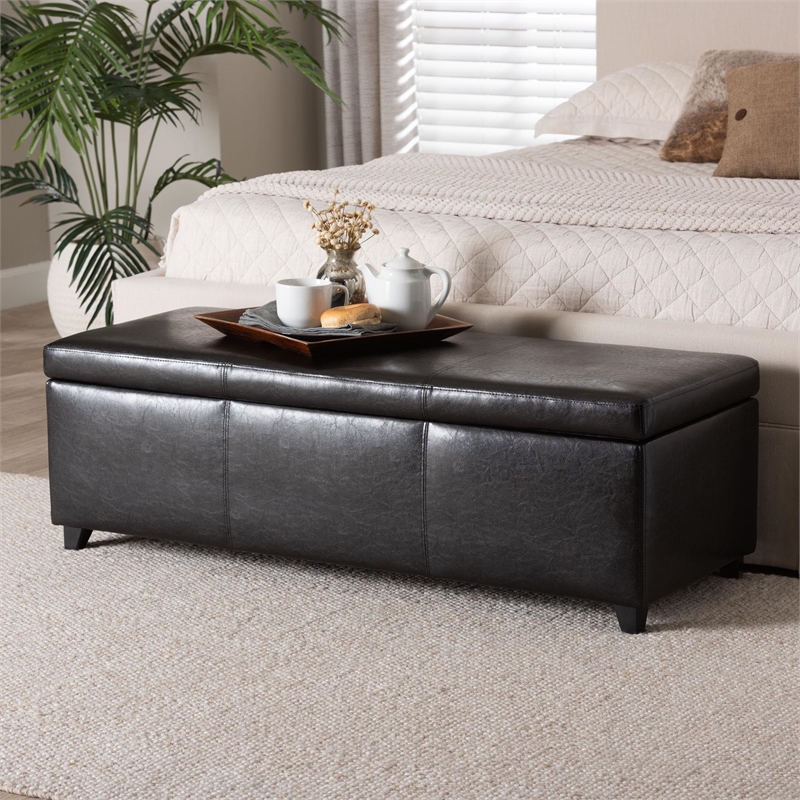 Large Bench Ottoman in Dark Brown