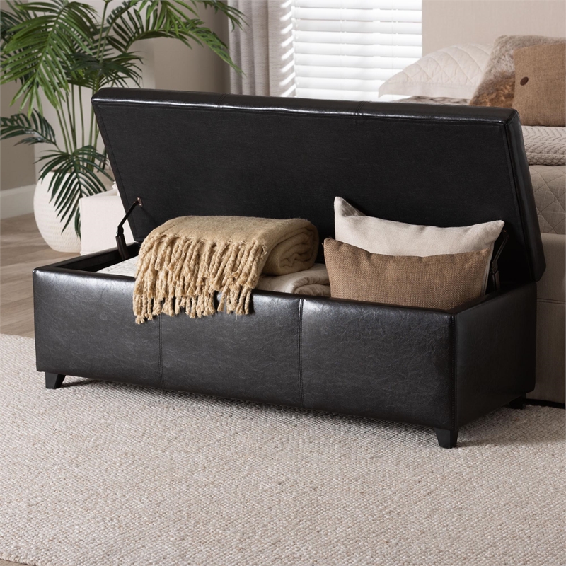 Large Bench Ottoman in Dark Brown