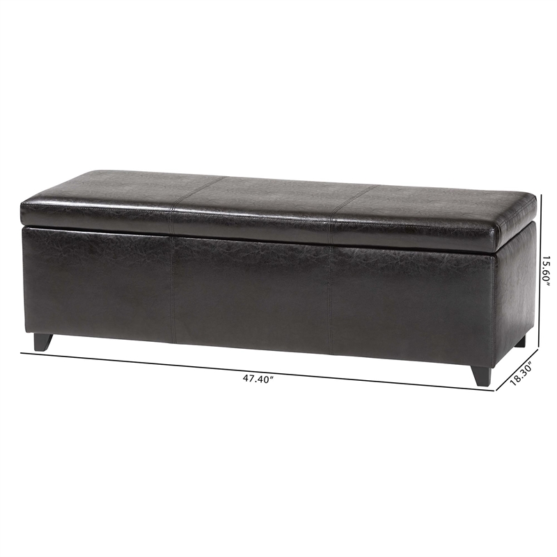 Large Bench Ottoman in Dark Brown