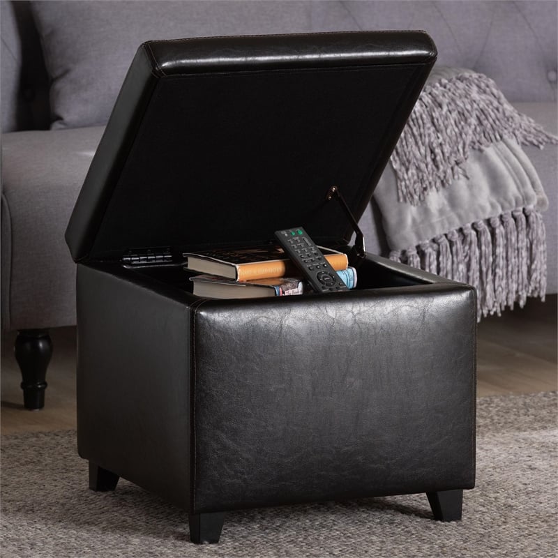 Small Storage Cube Ottoman in Dark Brown