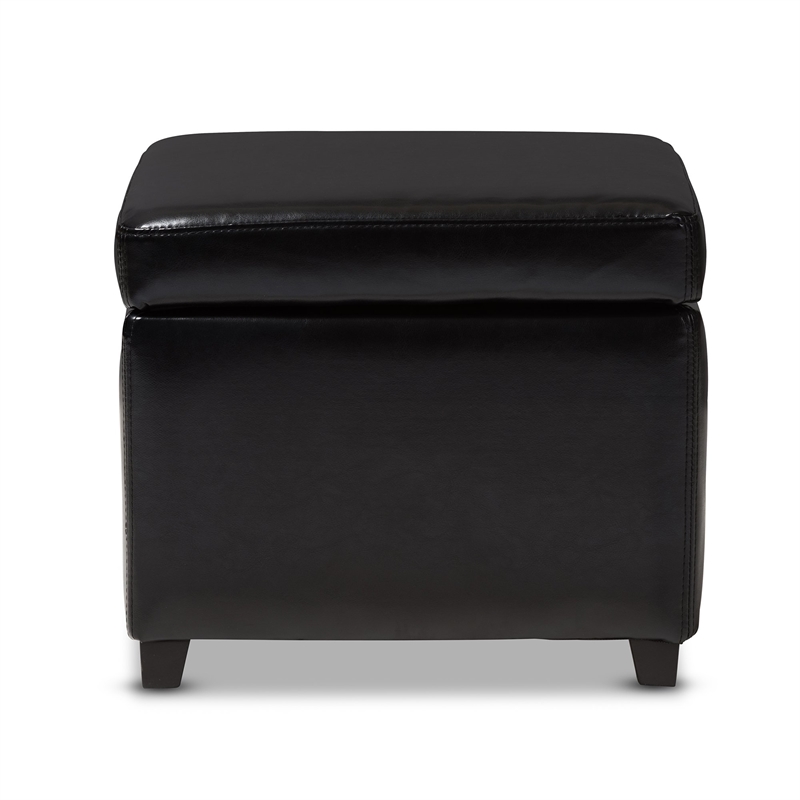Small Storage Cube Ottoman in Black