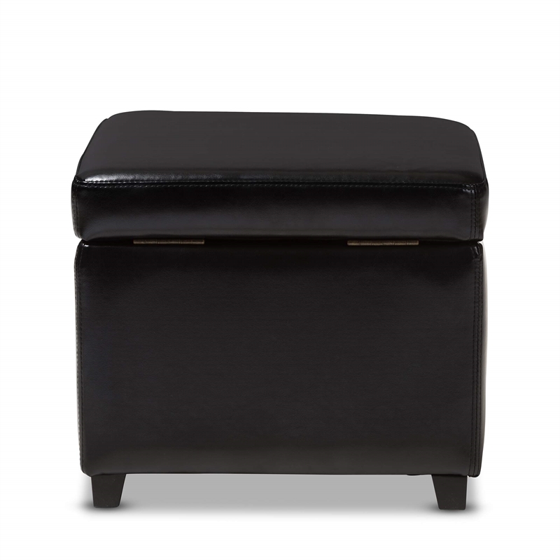 Small Storage Cube Ottoman in Black
