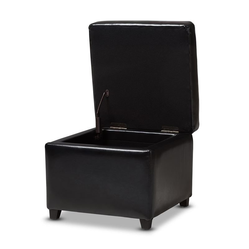 Small Storage Cube Ottoman in Black
