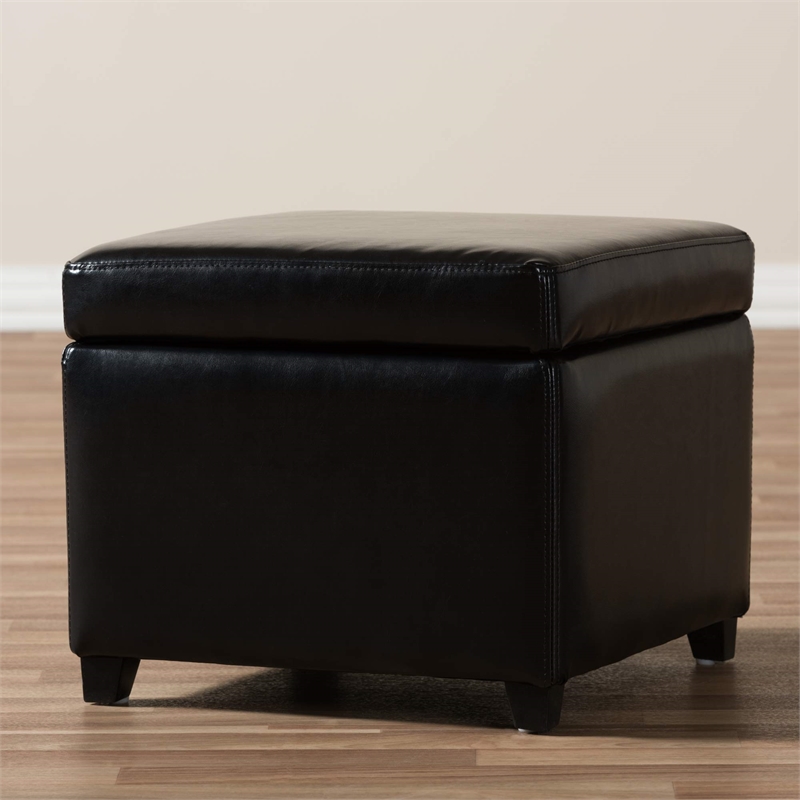 Small Storage Cube Ottoman in Black