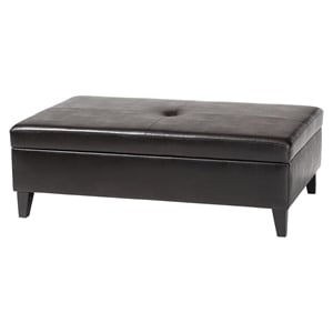 Baxton Studio Sandusky Leather Storage Cocktail Ottoman in Dark Brown