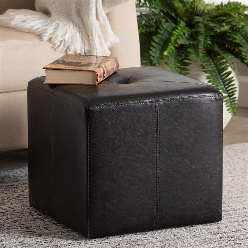 Aric Ottoman in Dark Brown