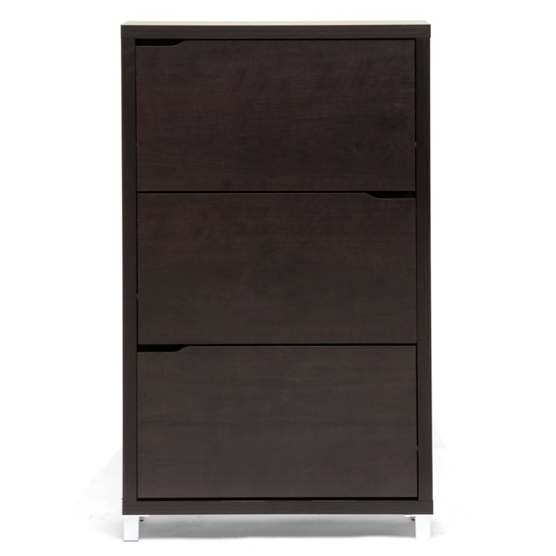 Baxton Studio Simms Modern Shoe Cabinet in Dark Brown