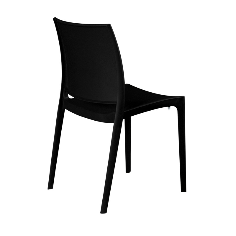Niche Terrace Plastic Indoor/Outdoor Stacking Chair - 12 Pack - Black