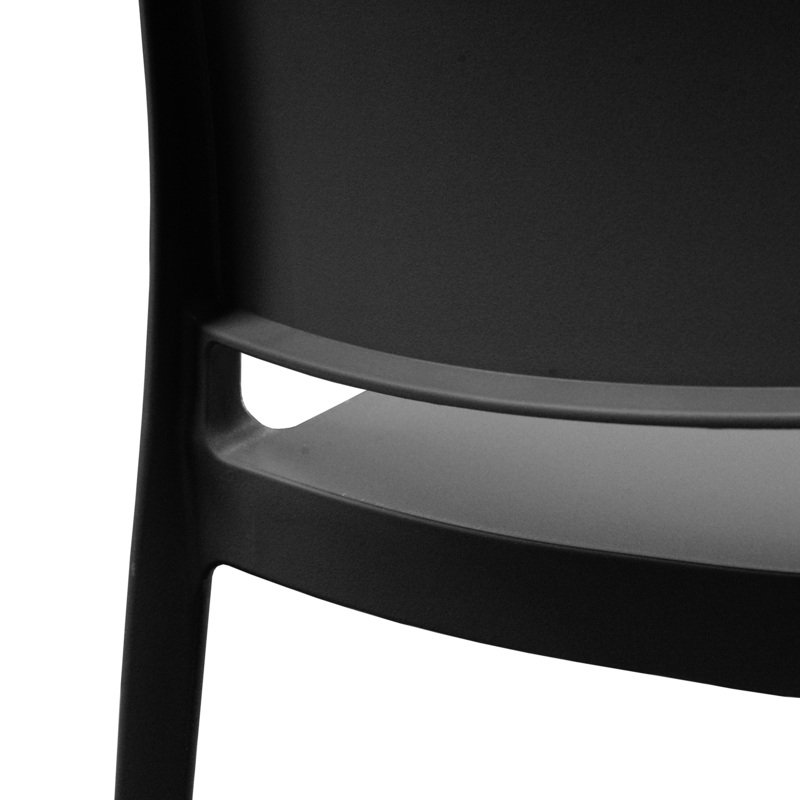 Niche Terrace Plastic Indoor/Outdoor Stacking Chair - 12 Pack - Black