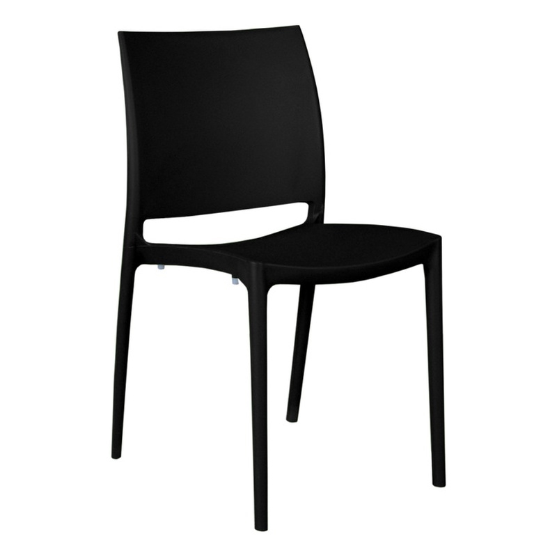 Niche Terrace Plastic Indoor/Outdoor Stacking Chair - 12 Pack - Black