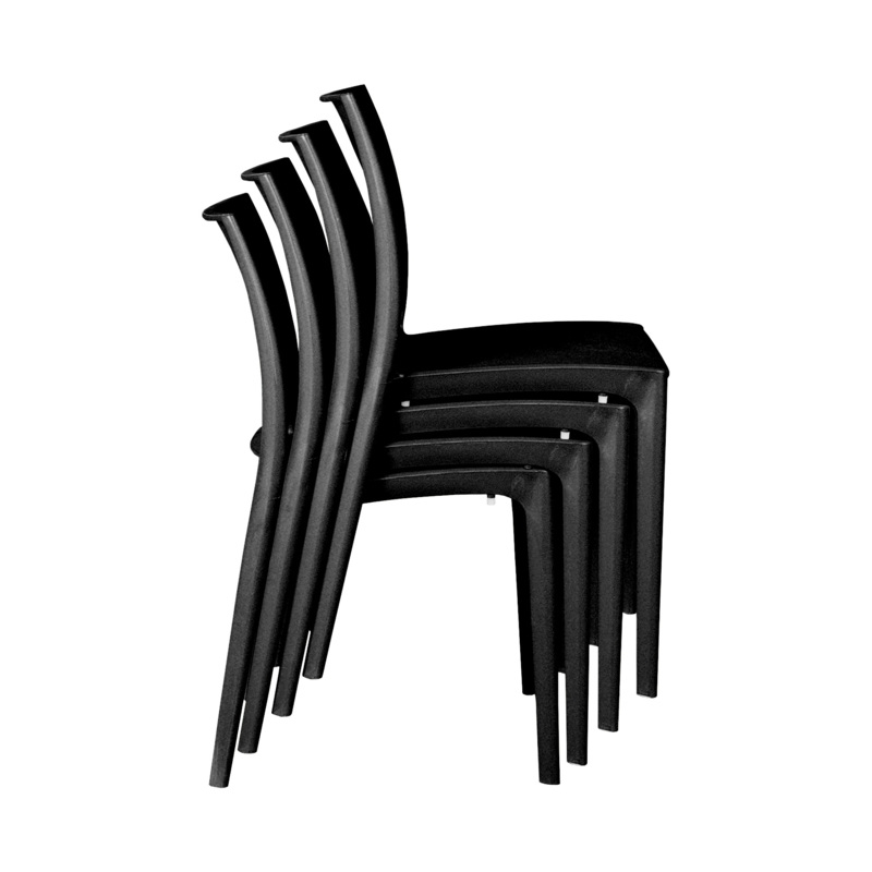 Niche Terrace Plastic Indoor/Outdoor Stacking Chair - 4 Pack - Black