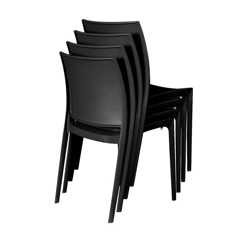 Niche Terrace Plastic Indoor/Outdoor Stacking Chair - 4 Pack - Black