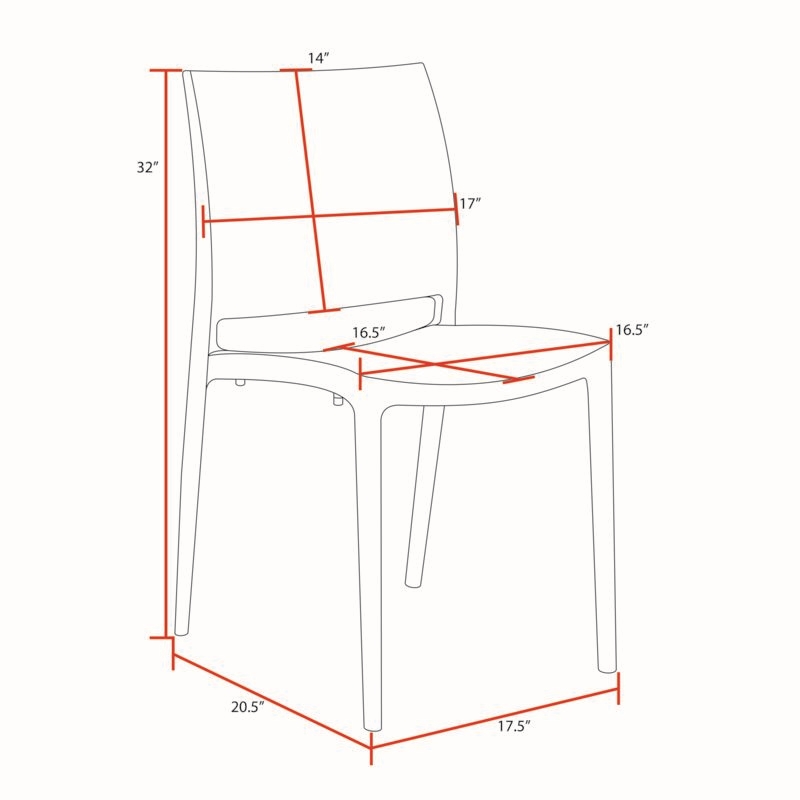 Niche Terrace Plastic Indoor/Outdoor Stacking Chair - 4 Pack - Black