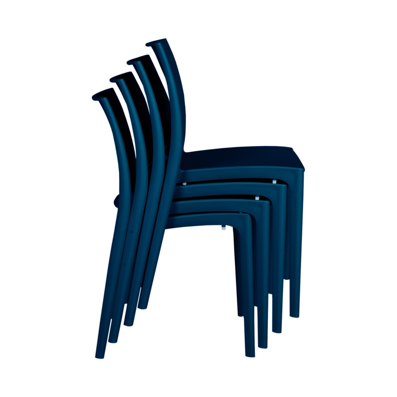 Niche Terrace Plastic Indoor/Outdoor Stacking Chair - 4 Pack - Coastal Navy