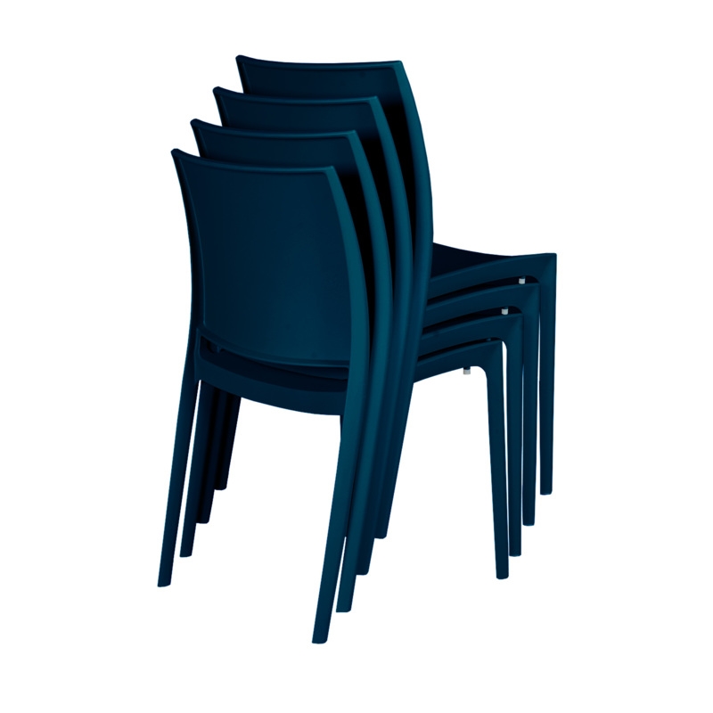 Niche Terrace Plastic Indoor/Outdoor Stacking Chair - 4 Pack - Coastal Navy