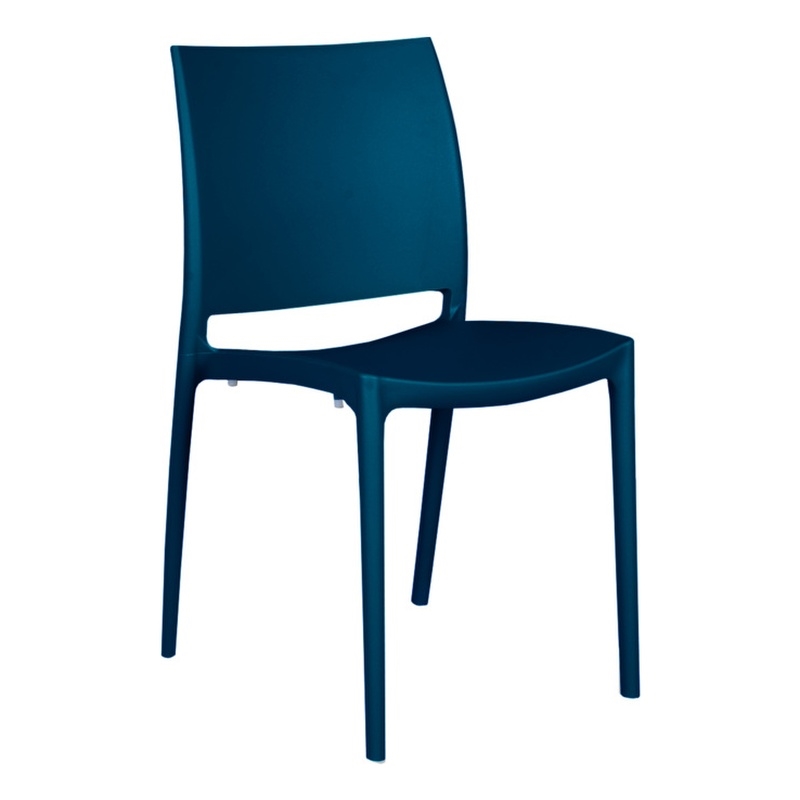 Niche Terrace Plastic Indoor/Outdoor Stacking Chair - 4 Pack - Coastal Navy