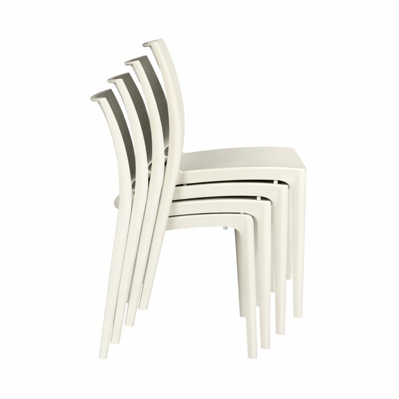 Niche Terrace Plastic Indoor/Outdoor Stacking Chair - 4 Pack - White Down