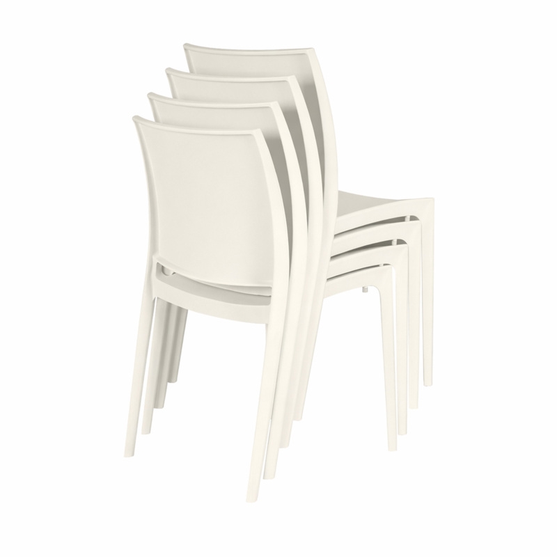 Niche Terrace Plastic Indoor/Outdoor Stacking Chair - 4 Pack - White Down