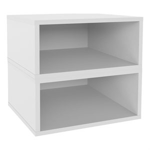 Niche Cubo Half Size Wood Stackable Storage Bookcase Shelf - 2 Pack - Snow White