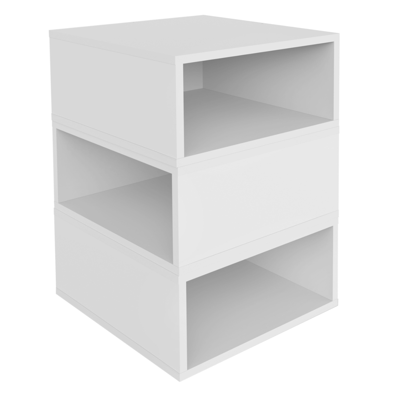 Niche Cubo Half Size Wood Stackable Storage Bookcase Shelf -3 Pack -Snow White