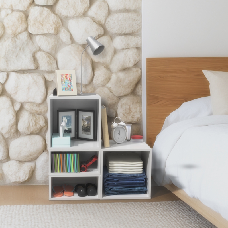 Niche Cubo Half Size Wood Stackable Storage Bookcase Shelf -3 Pack -Snow White