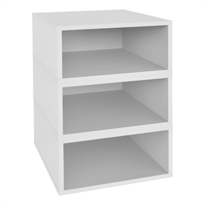 Niche Cubo Half Size Wood Stackable Storage Bookcase Shelf -3 Pack -Snow White