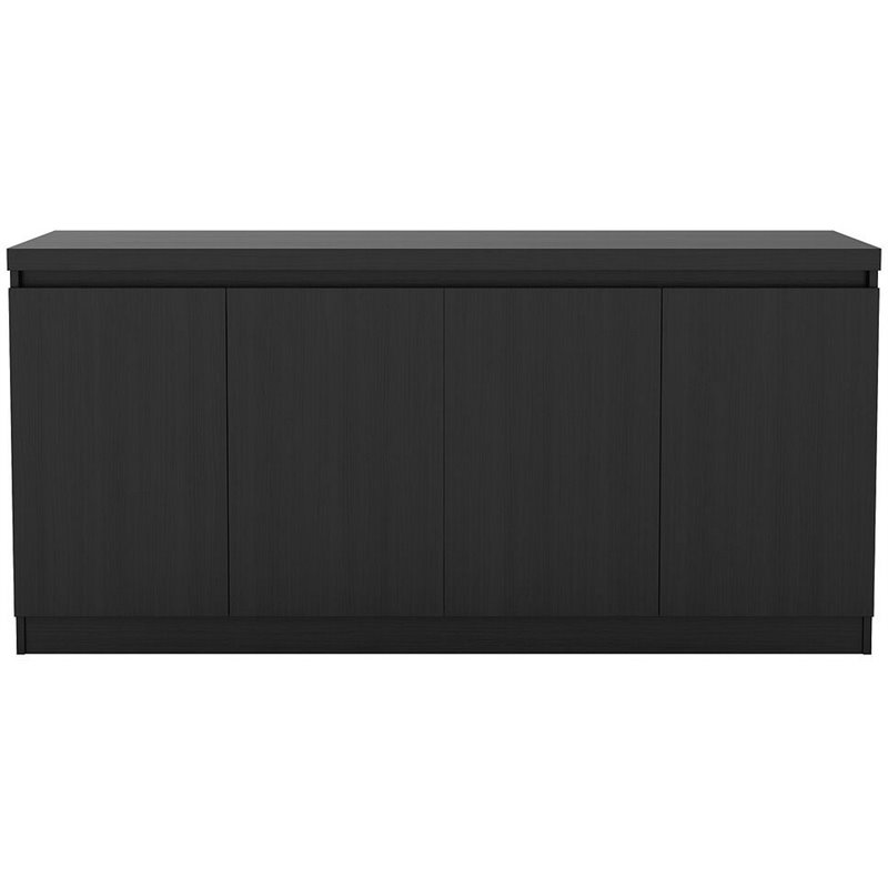 Manhattan Comfort Viennese 6-Shelf Wood Buffet Table in Matte Black