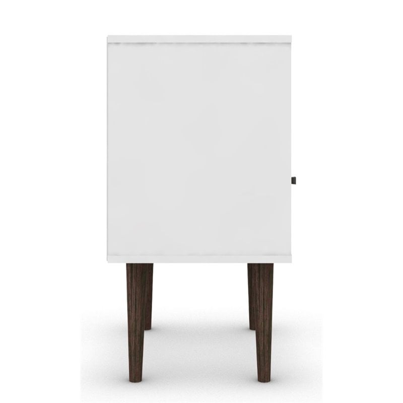 Manhattan Comfort Liberty 1-Drawer Solid Wood End Table in White/Aqua Blue