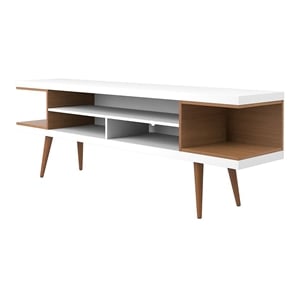 Manhattan Comfort Utopia Wood TV Stand for TVs up to 65&quot in White/Maple Cream