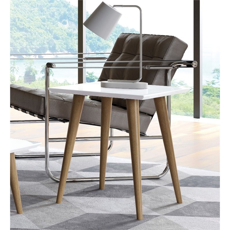 Manhattan Comfort Utopia Square Wood End Table in White Gloss