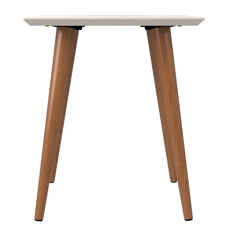 Manhattan Comfort Utopia Square Solid Wood End Table in Off White