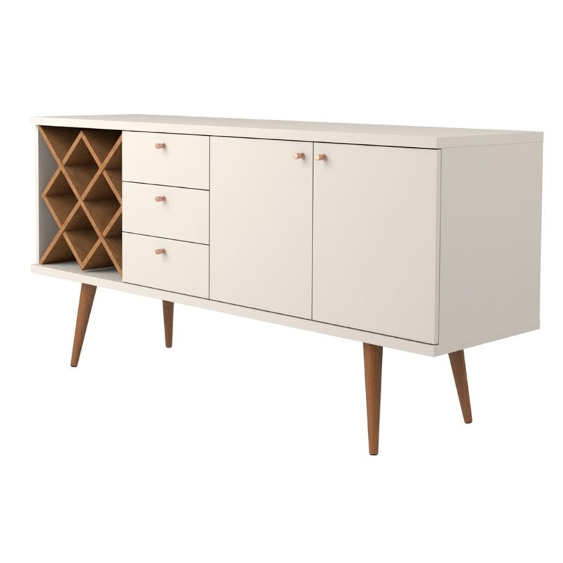 Utopia Wood Wine Rack Sideboard in Maple Cream & Off White