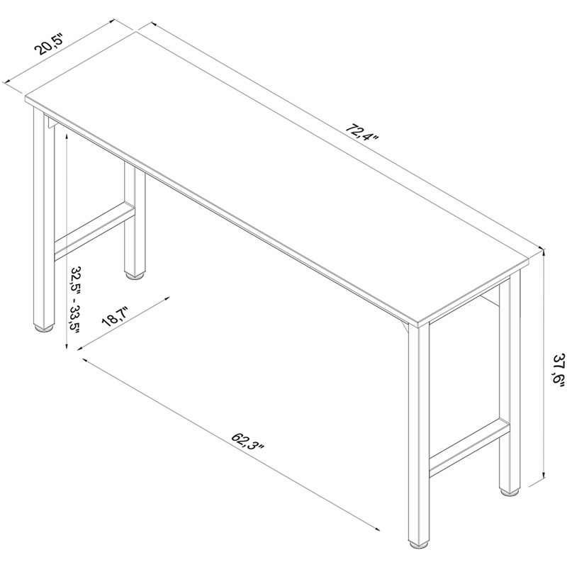 Manhattan Comfort Fortress Wood & Metal Garage Work Table in Gray