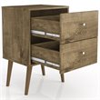 Manhattan Comfort Liberty 2-Drawer Wood Nightstand 2.0 in Rustic Brown