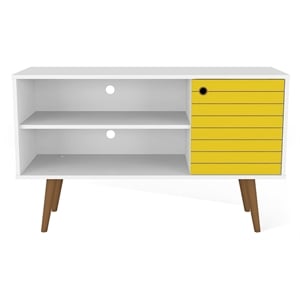 Manhattan Comfort Liberty Wood TV Stand for TVs up to 46&quot in White/Yellow