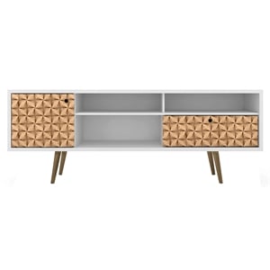 Manhattan Comfort Liberty Wood TV Stand for TVs up to 65&quot in White/3D Prints