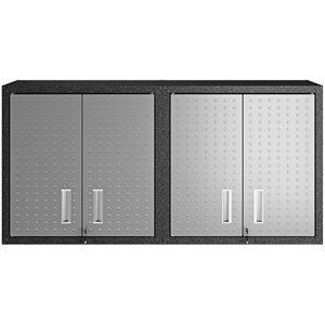 Manhattan Comfort Fortress Metal Floating Garage Cabinets in Gray (Set of 2)