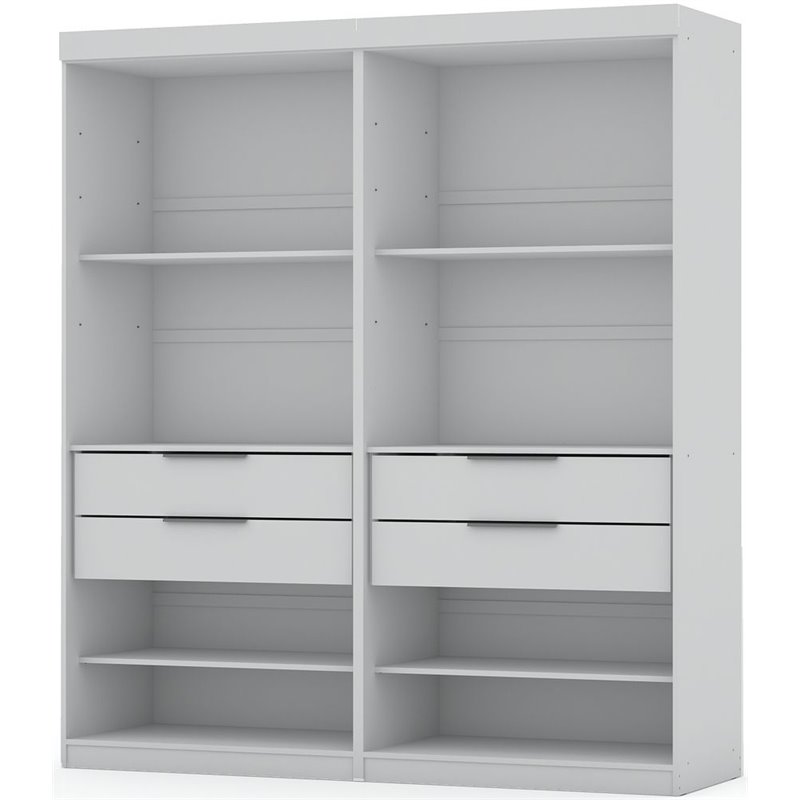 Manhattan Comfort Mulberry 2-Piece Wood Open Sectional Closet Set in White