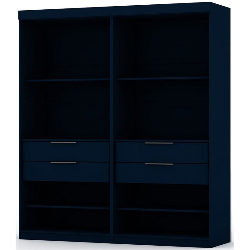 Manhattan Comfort Mulberry 2-Piece Wood Open Sectional Closet Set in Blue