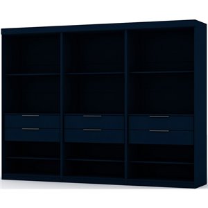 Manhattan Comfort Mulberry 3-Piece Wood Open Sectional Closet Set in Blue